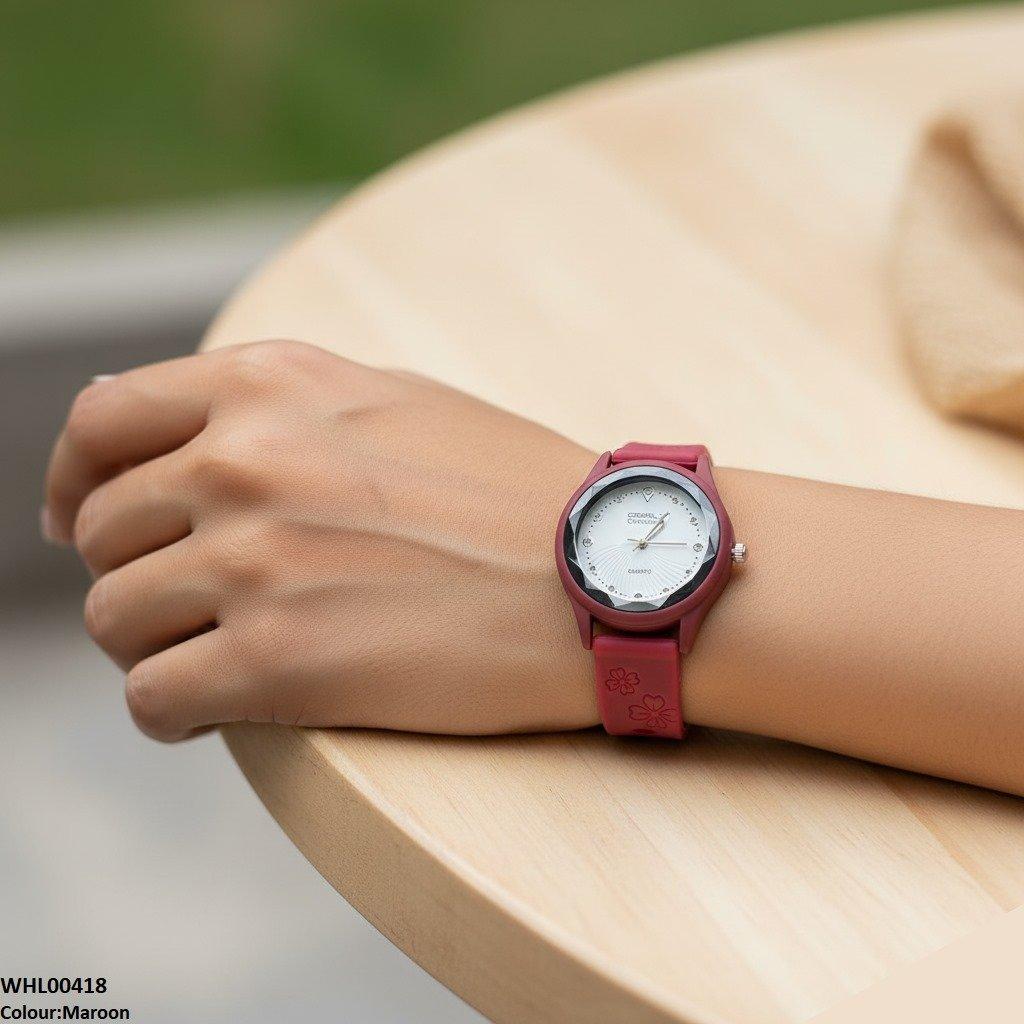Flower Rubber Strap Women's Watch