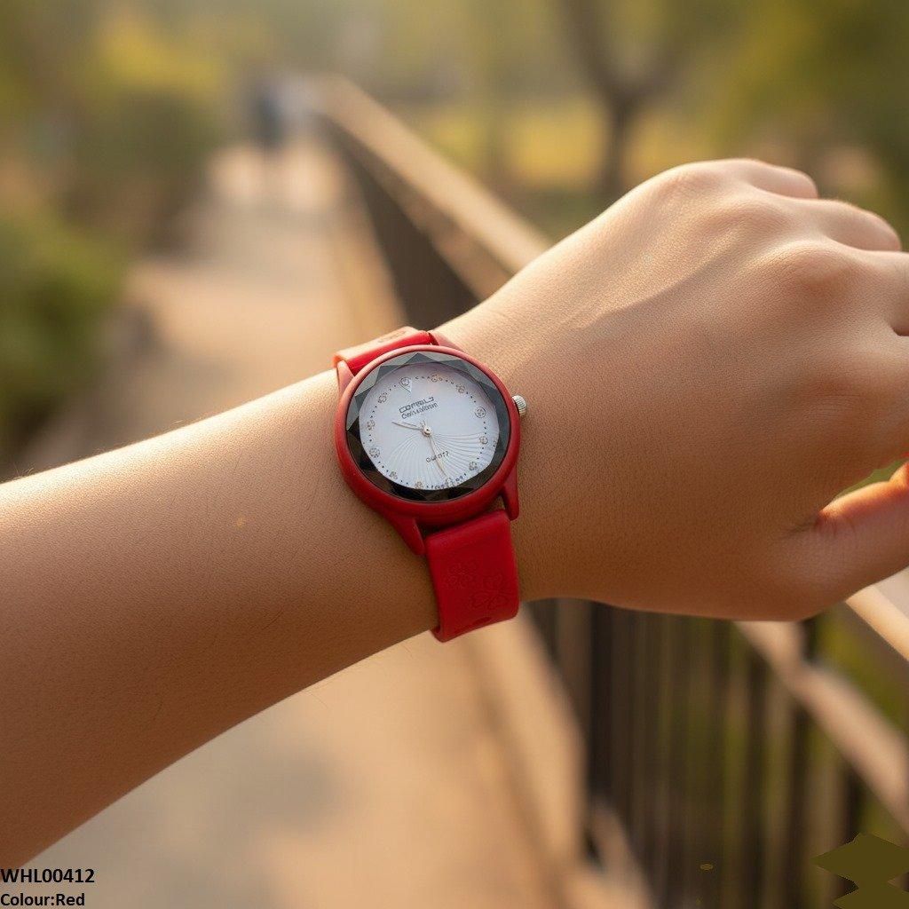 Flower Rubber Strap Women's Watch