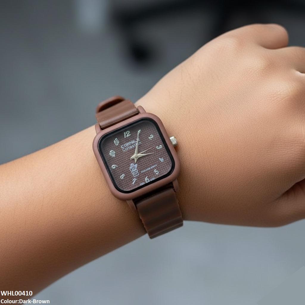 Square Mini Box Dial Rubber Strap Women's Watch