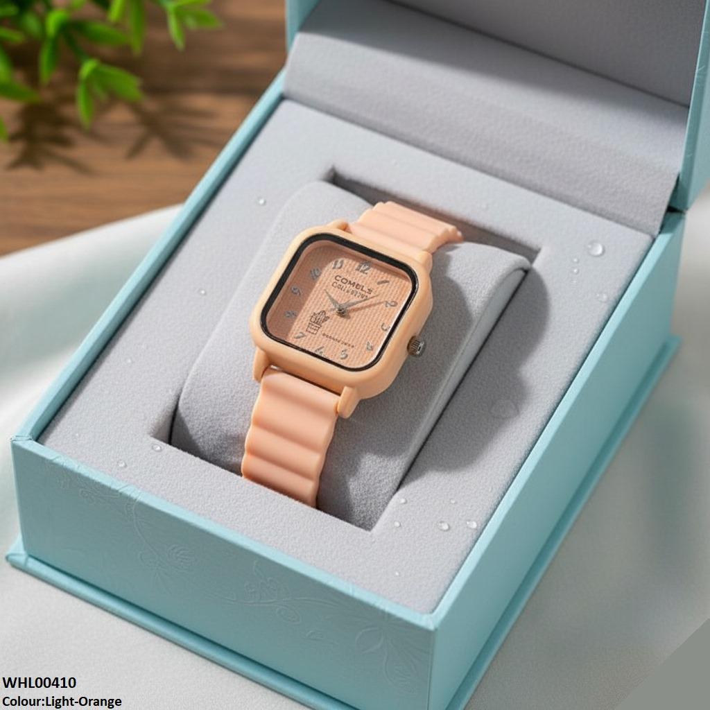 Square Mini Box Dial Rubber Strap Women's Watch