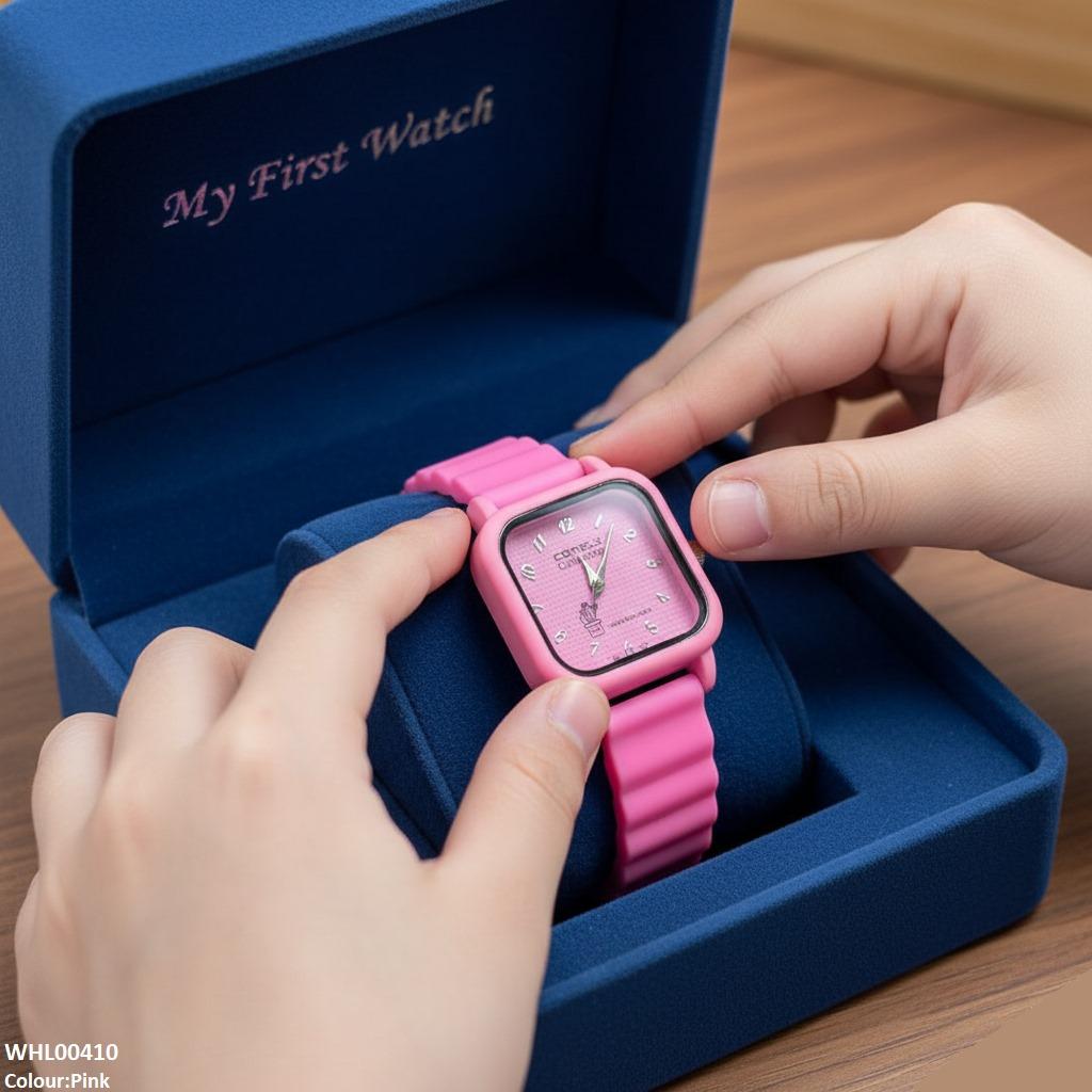 Square Mini Box Dial Rubber Strap Women's Watch