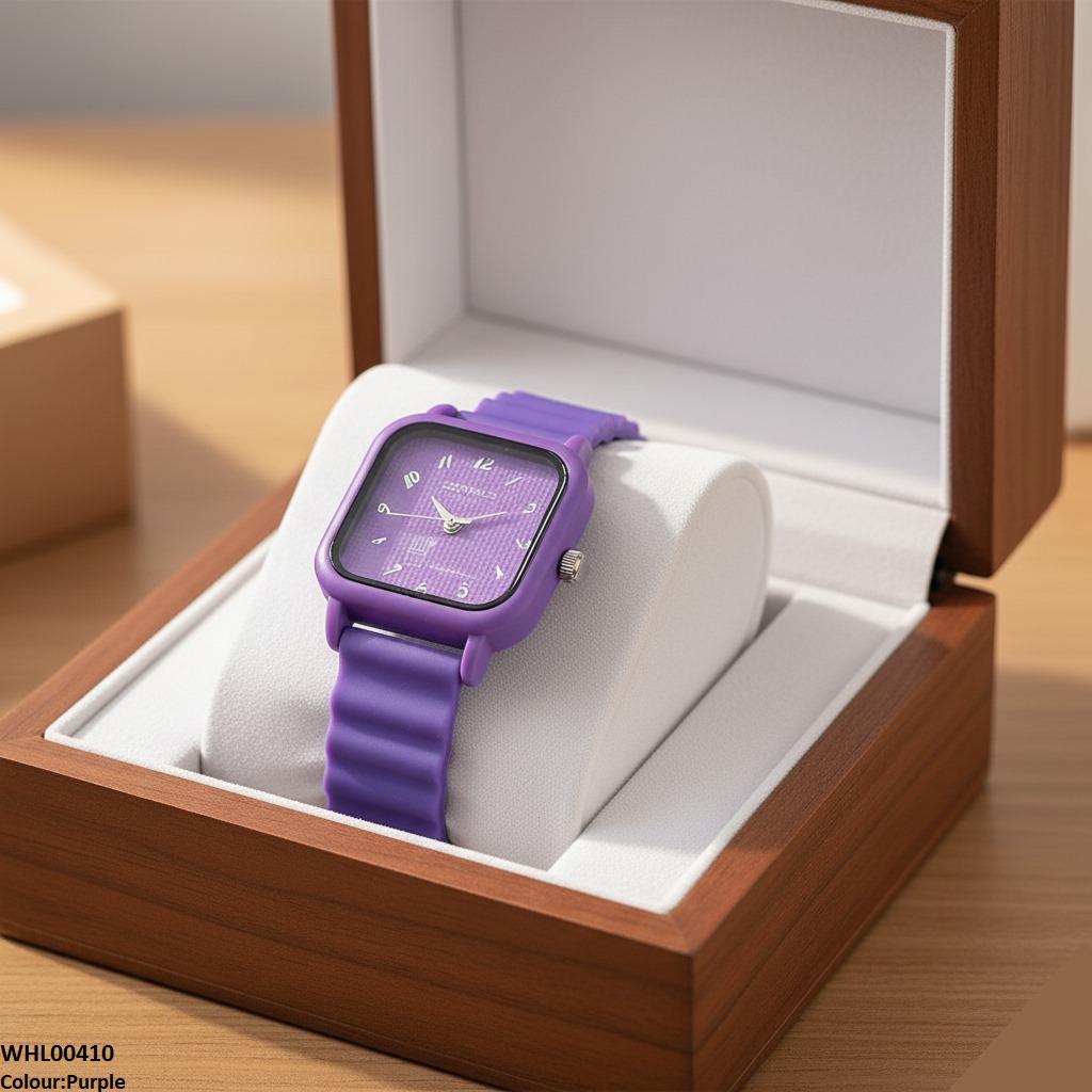 Square Mini Box Dial Rubber Strap Women's Watch