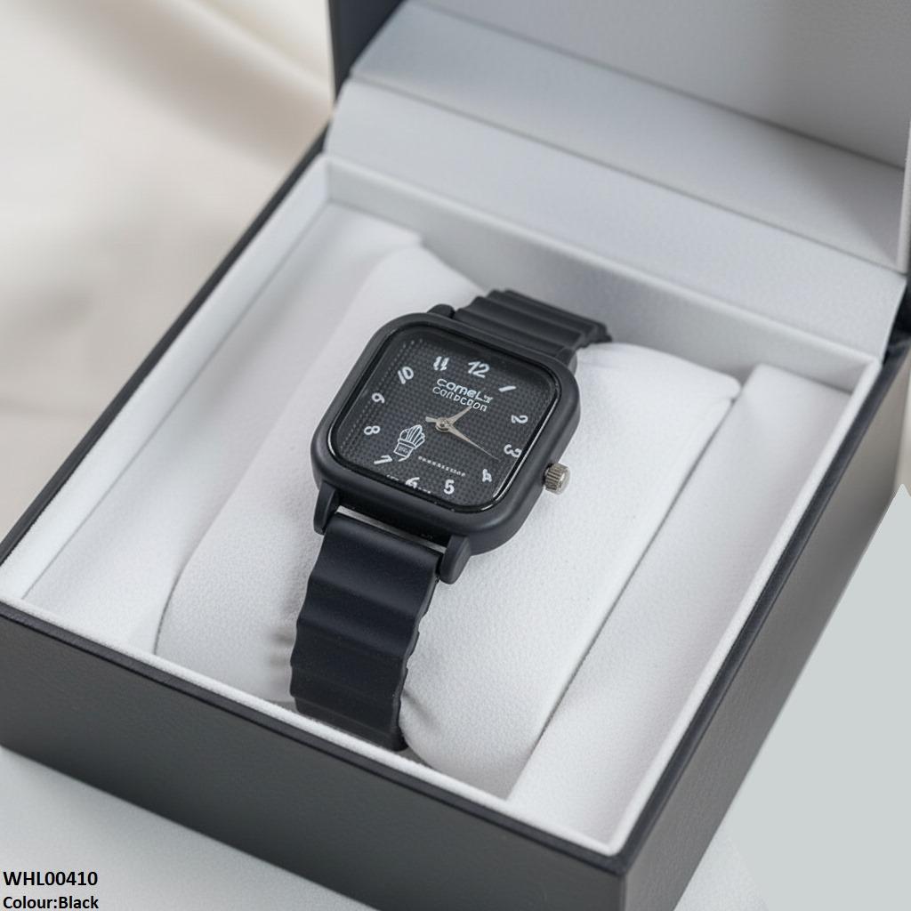 Square Mini Box Dial Rubber Strap Women's Watch