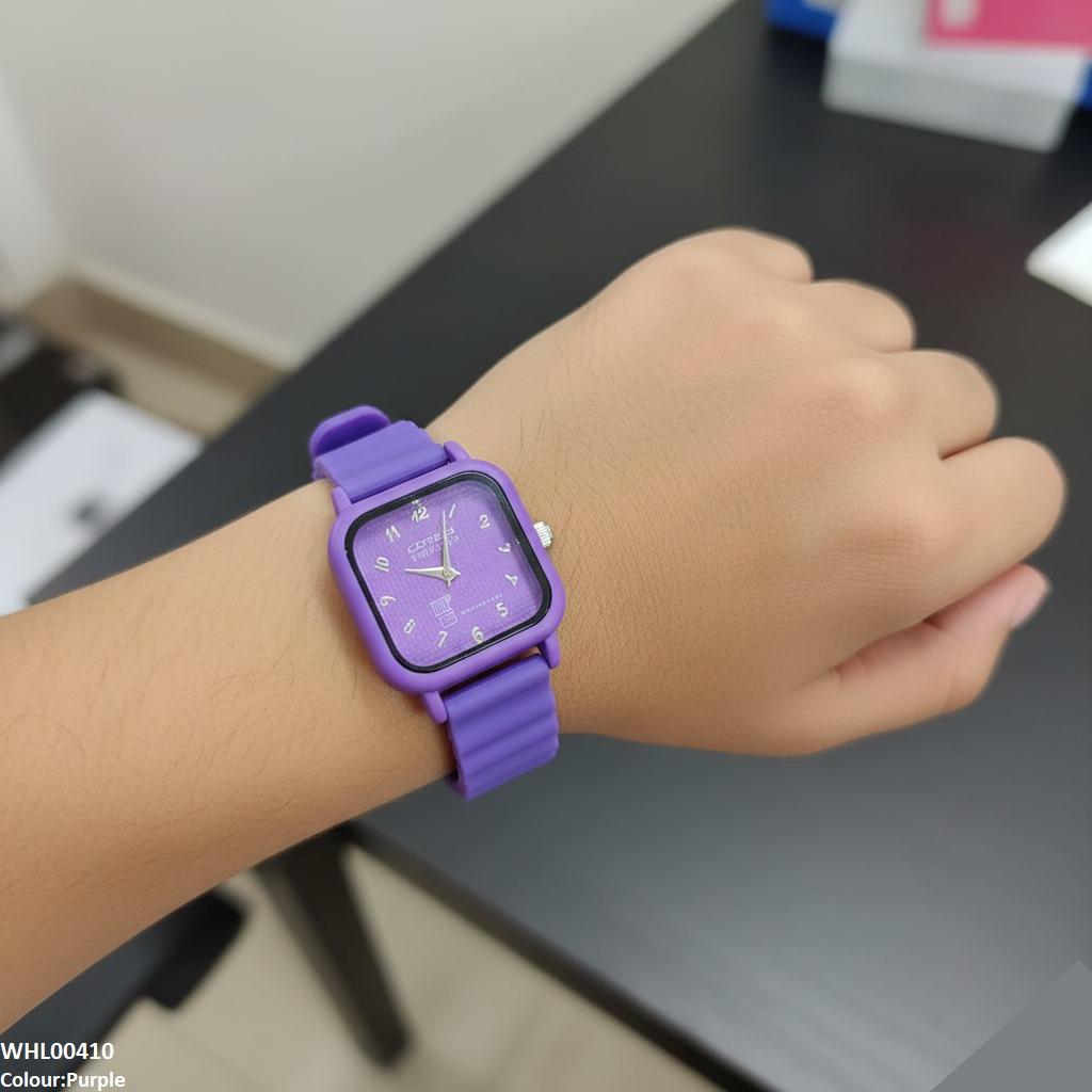 Square Mini Box Dial Rubber Strap Women's Watch