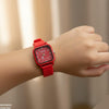 Square Mini Box Dial Rubber Strap Women's Watch