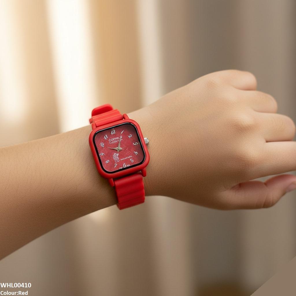Square Mini Box Dial Rubber Strap Women's Watch