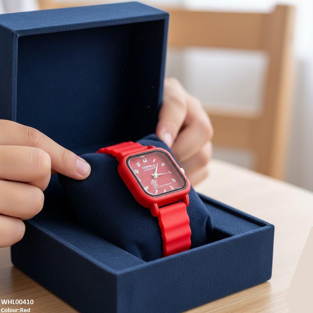 Square Mini Box Dial Rubber Strap Women's Watch