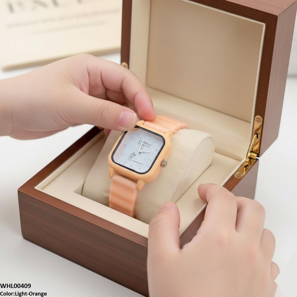 Mini Square Dial Rubber Strap Women's Watch