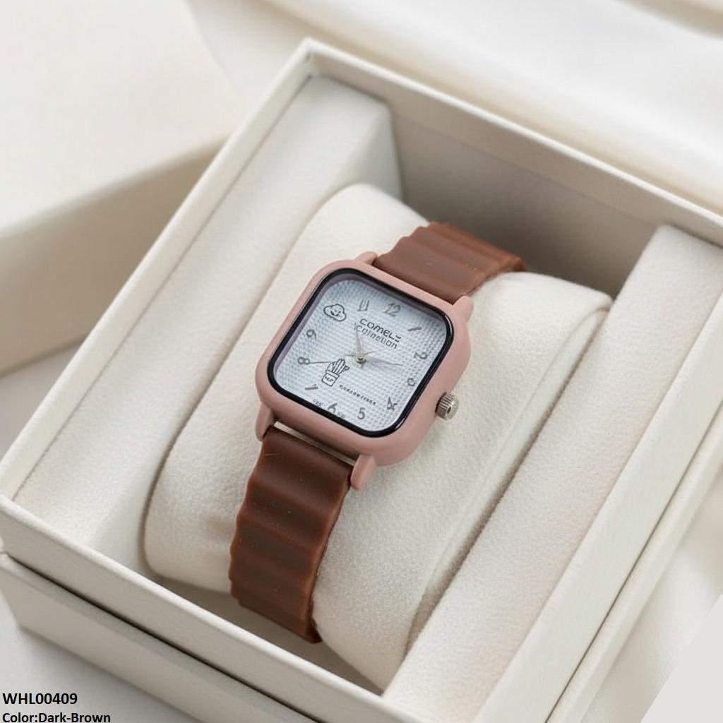 Mini Square Dial Rubber Strap Women's Watch