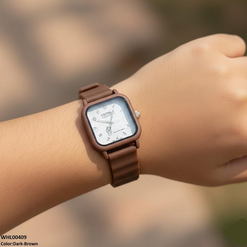 Mini Square Dial Rubber Strap Women's Watch