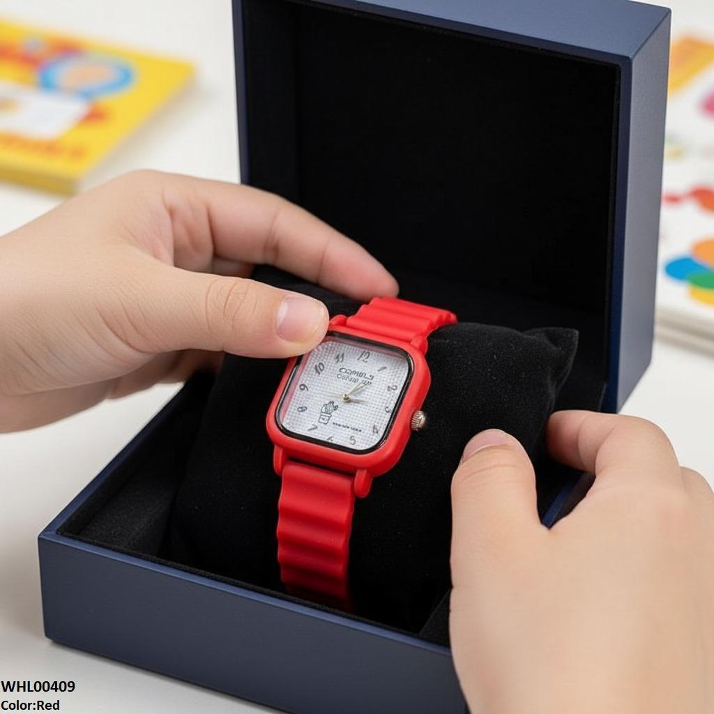 Mini Square Dial Rubber Strap Women's Watch