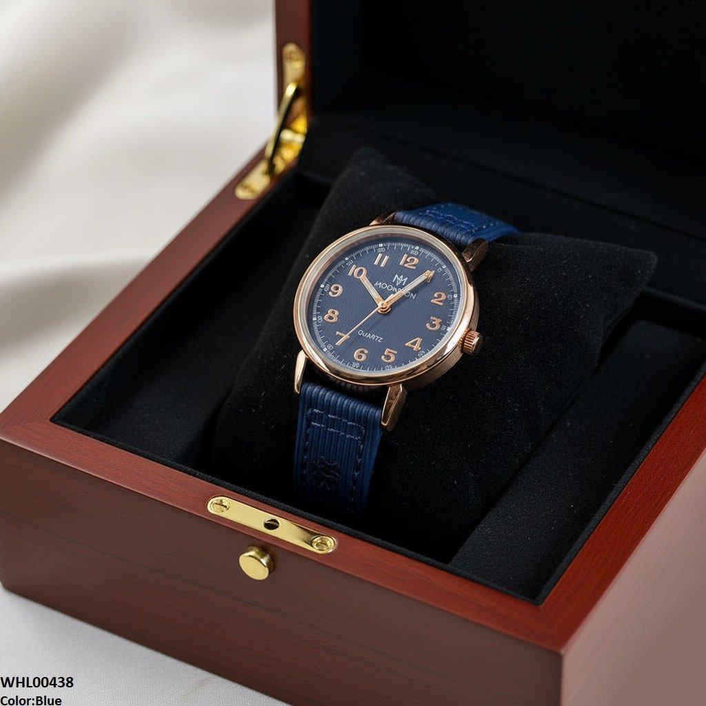 Round Leather Strap Women's Watch