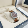 Round Grey Bezel Leather Strap Women's Watch