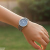 Round Grey Bezel Leather Strap Women's Watch