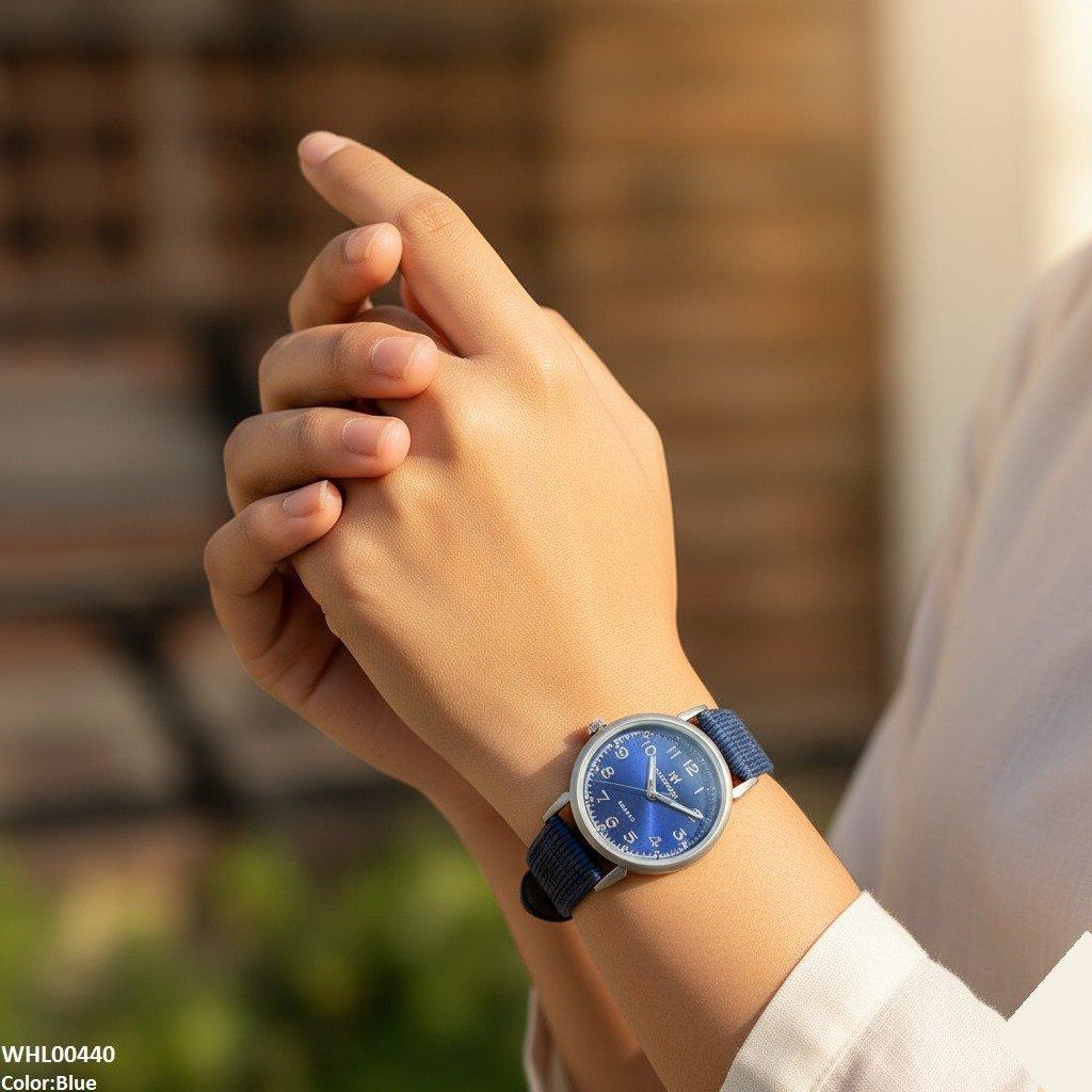 Round Grey Bezel Leather Strap Women's Watch