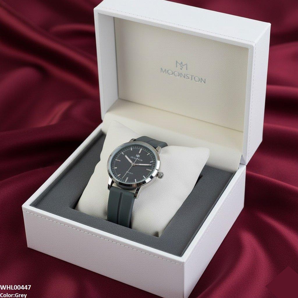 Silver Bezel Magnetic Rubber Strap Women's Watch