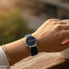 Silver Bezel Magnetic Rubber Strap Women's Watch