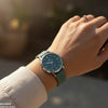 Silver Bezel Magnetic Rubber Strap Women's Watch