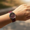 Silver Bezel Magnetic Rubber Strap Women's Watch