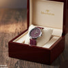 Silver Bezel Magnetic Rubber Strap Women's Watch