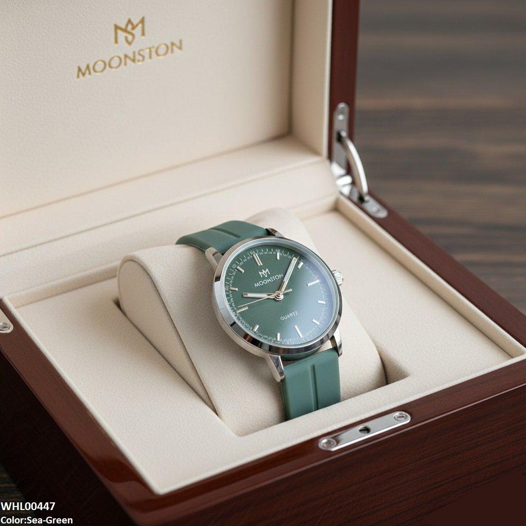 Silver Bezel Magnetic Rubber Strap Women's Watch