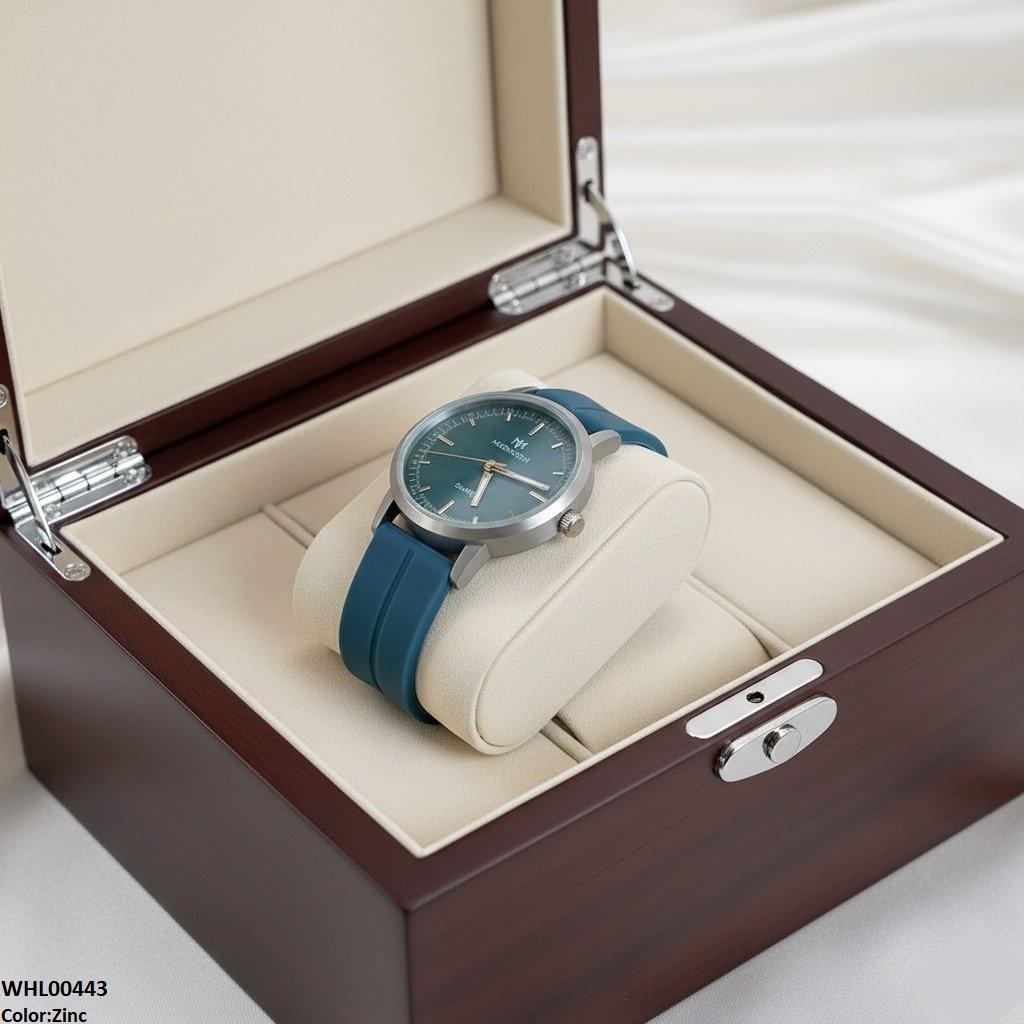 Round Grey Bezel Magnetic Rubber Strap Women's Watch