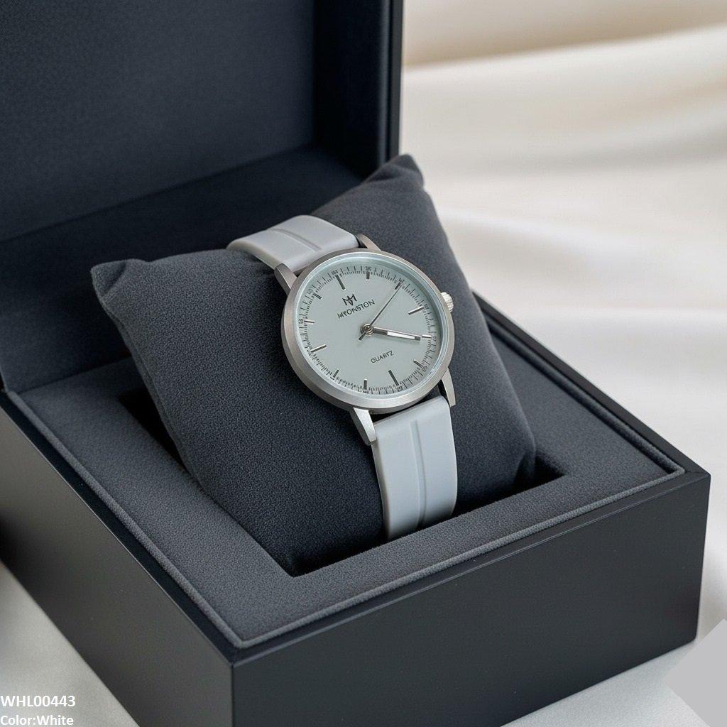 Round Grey Bezel Magnetic Rubber Strap Women's Watch