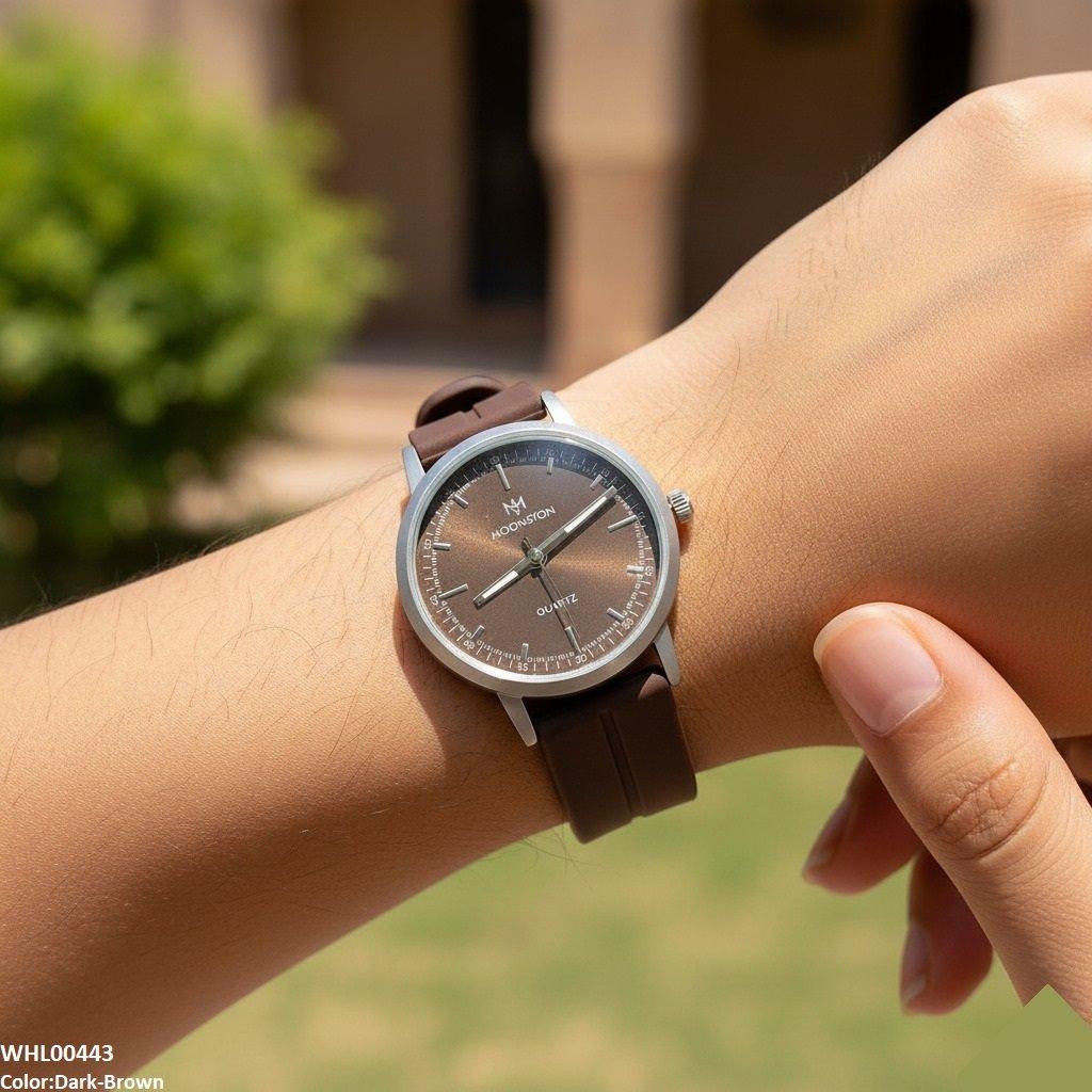 Round Grey Bezel Magnetic Rubber Strap Women's Watch