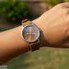Round Grey Bezel Magnetic Rubber Strap Women's Watch