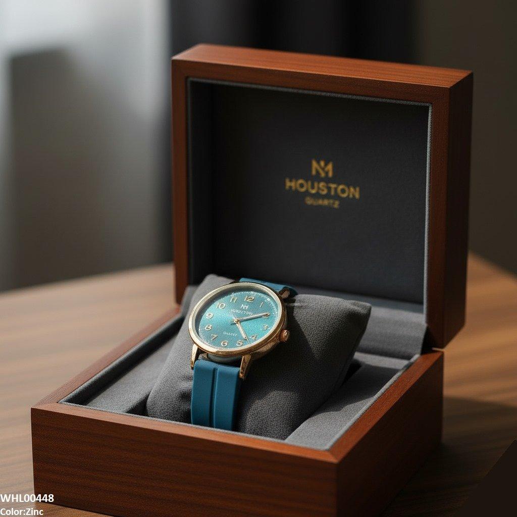 Golden Nubmer's Dial Magnetic Rubber Strap Women's Watch