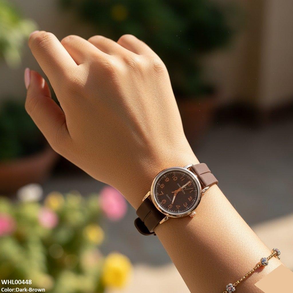 Golden Nubmer's Dial Magnetic Rubber Strap Women's Watch