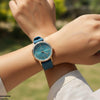 Golden Nubmer's Dial Magnetic Rubber Strap Women's Watch