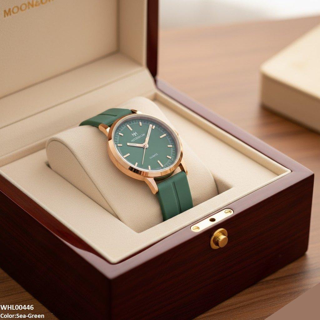 Round Magnetic Rubber Strap Women's Watch