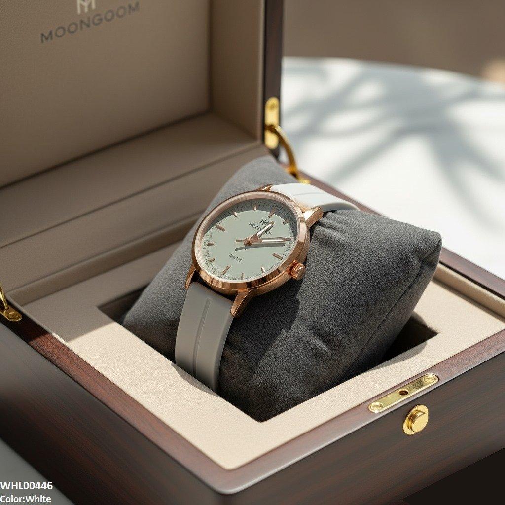 Round Magnetic Rubber Strap Women's Watch