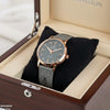 Round Lining Dial Leather Strap Women's Watch