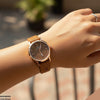 Round Lining Dial Leather Strap Women's Watch