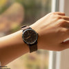 Round Black Bezel Magnetic Rubber Strap Women's Watch