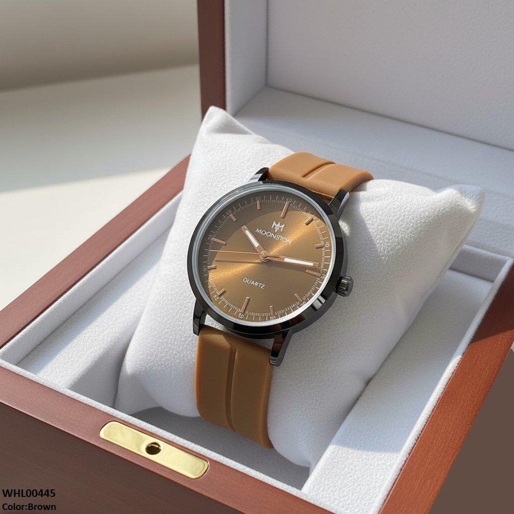 Round Black Bezel Magnetic Rubber Strap Women's Watch