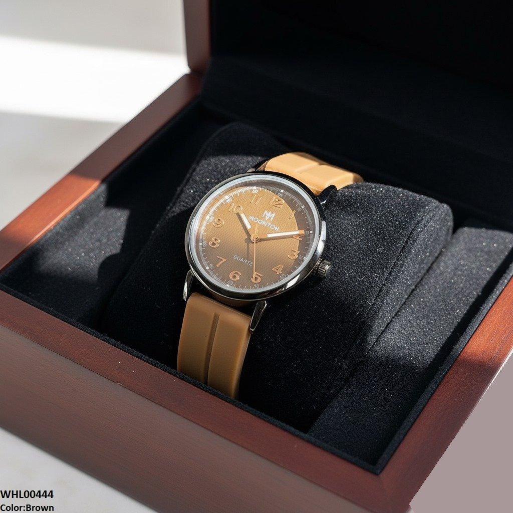 Round Black Bezel Magnetic Rubber Strap Women's Watch