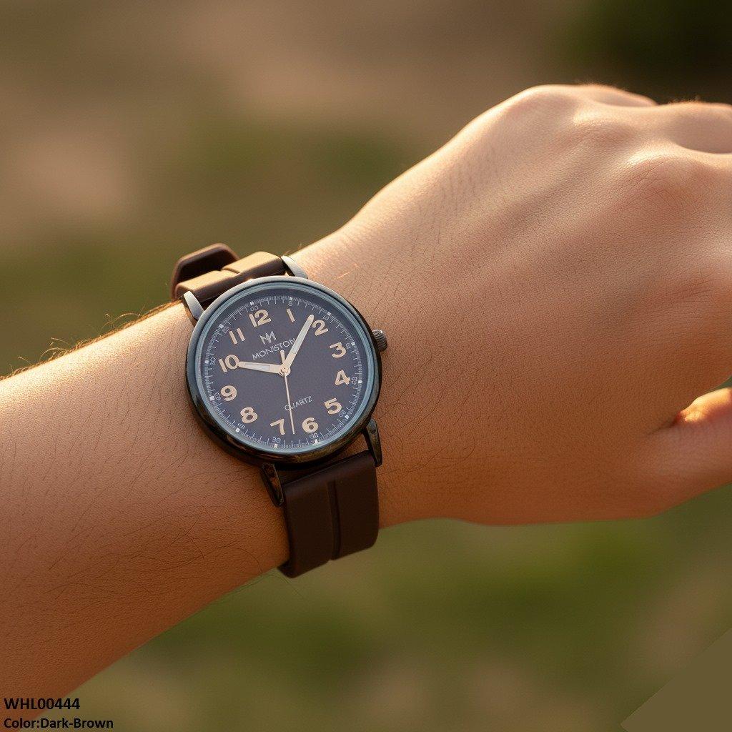 Round Black Bezel Magnetic Rubber Strap Women's Watch