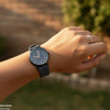 Round Black Bezel Magnetic Rubber Strap Women's Watch