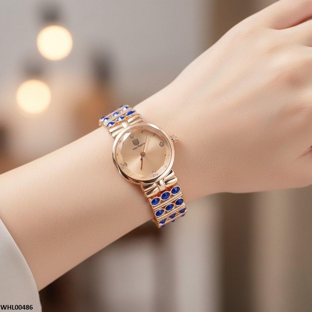 Round Blue Stone Bracelet Women's Watch
