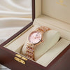 Round Pink Stone Bracelet Women's Watch