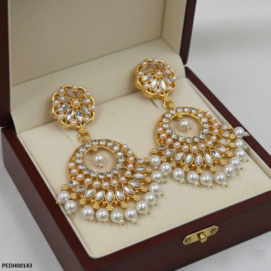 Flower Tear Pearl Drop Earrings