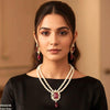Rectangle Pearl Drop Necklace Set