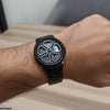 Round Car Wheel White Rim Men's Watch