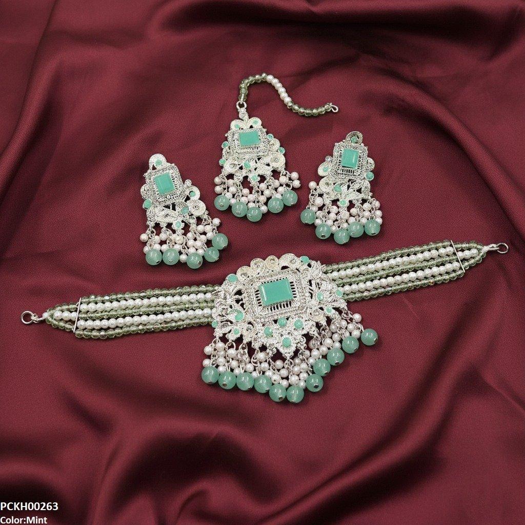 Rectangle Flower Choker Set
