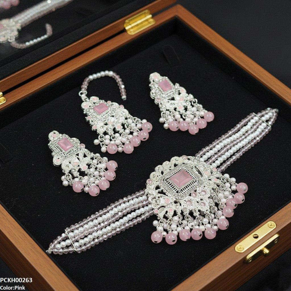 Rectangle Flower Choker Set