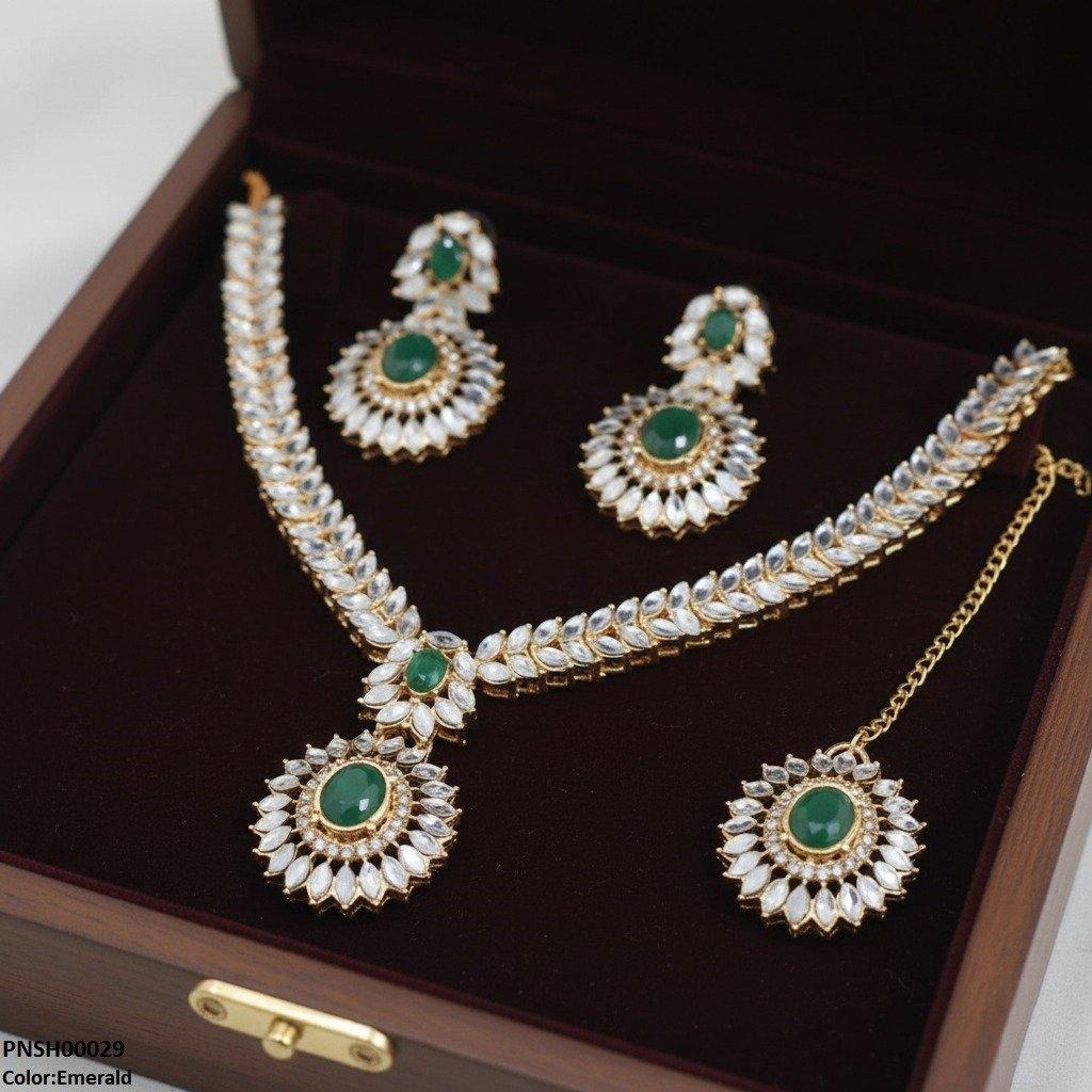 Marquise Flower Drop Necklace Set