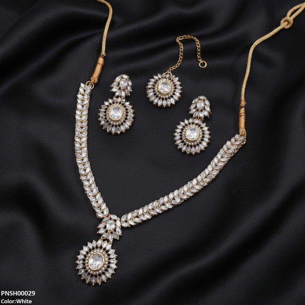Marquise Flower Drop Necklace Set